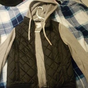 Combo hooded puffer vest jacket